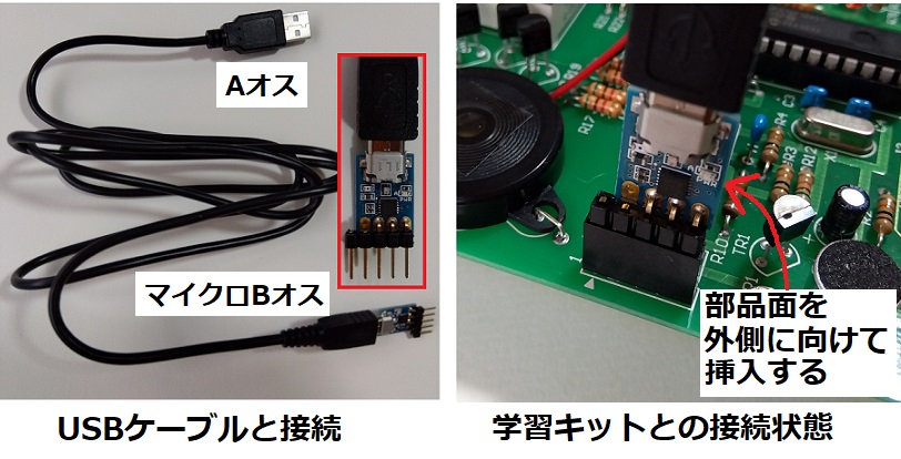 学習キットとUSB変換モジュールの接続状態