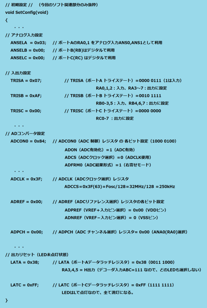 初期設定関数SetConfig