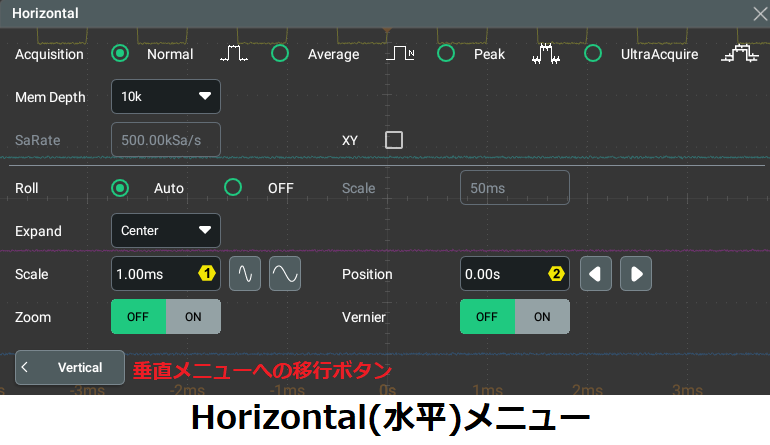 水平メニュー