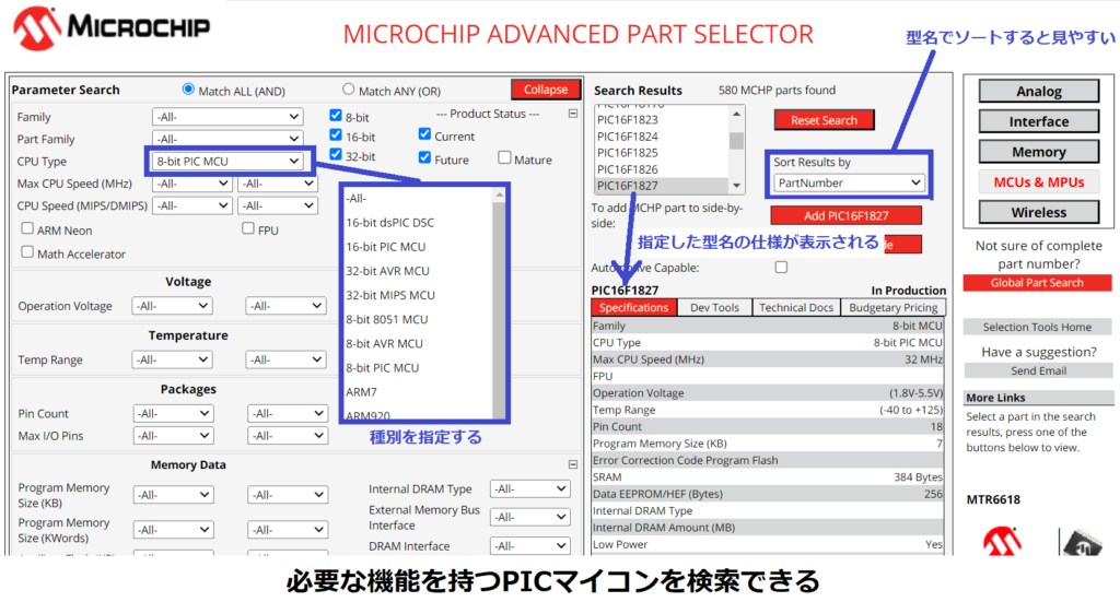 PICマイコン検索サイト