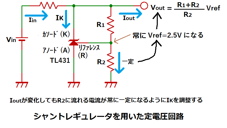 シャントレギュレータを用いた定電圧回路