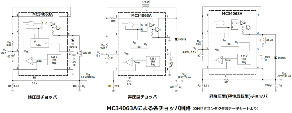 MC34063を使った各種チョッパ回路