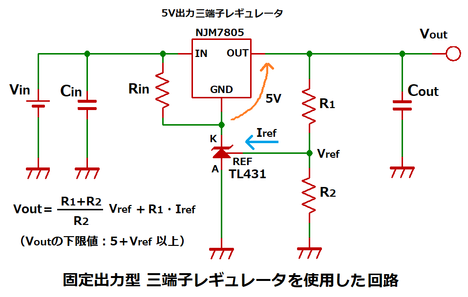 三端子レギュレータとシャントレギュレータを組み合わせた高精度回路