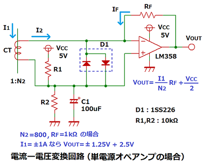 カレントトランスによる電流検出回路