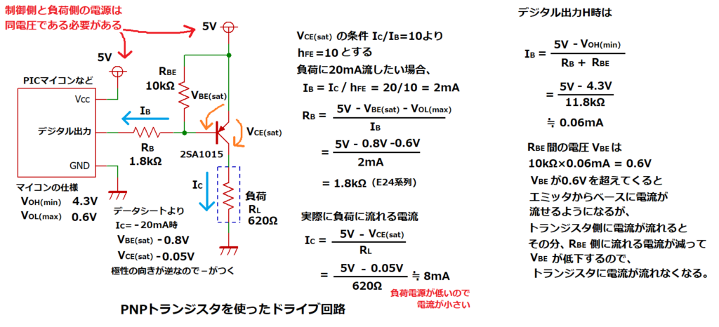 PNPトランジスタを使ったドライブ回路